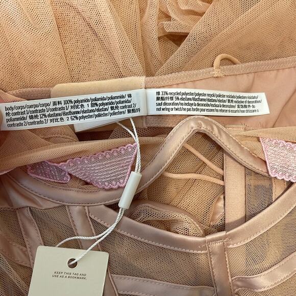 For Love & Lemons Akeria Sequin Bow Cutout Sheer Pink Maxi Slip Dress Size XXS - Picture 8 of 8